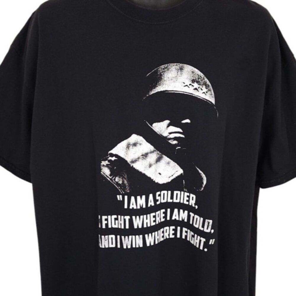 General George Patton T Shirt Mens Size 2XL Black I Am A Soldier I Fight Quote